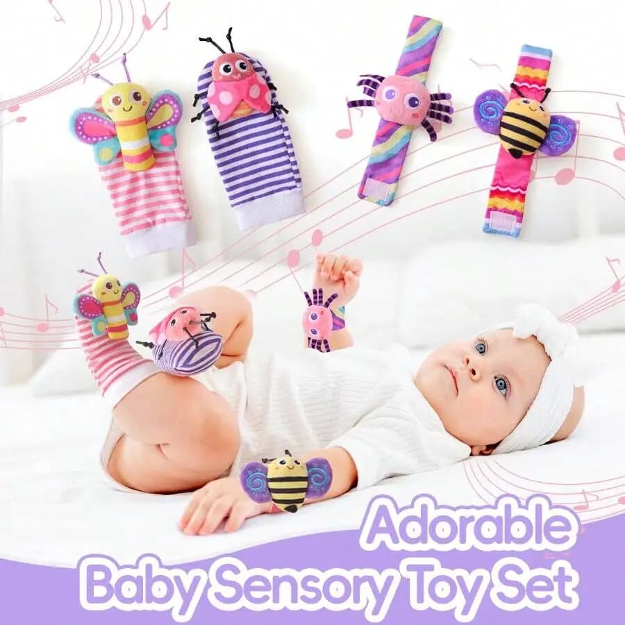 Calzini Sonori per Neonati, Giocattolo Sensoriale con Suono Scricchiolante e Design a Insetto, Regalo per Neonati 0-2 Anni