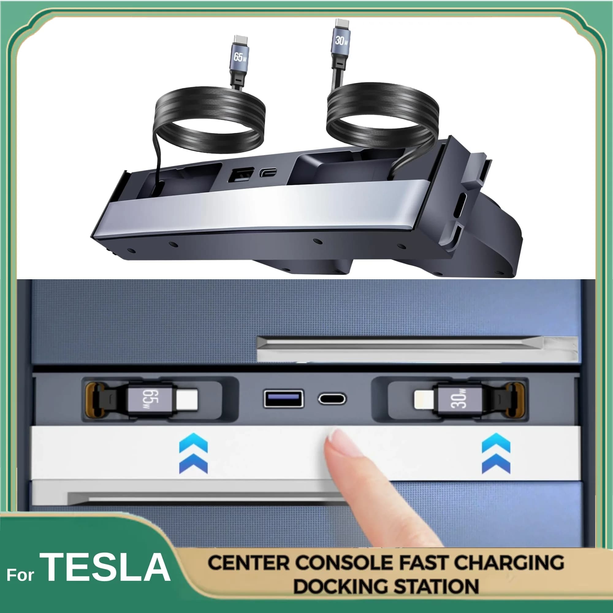 USB Hub For Tesla Model Y 2025 Juniper Model 3 Highland Center Console Fast Charger Interior Accessories MultiPort Docking Hub