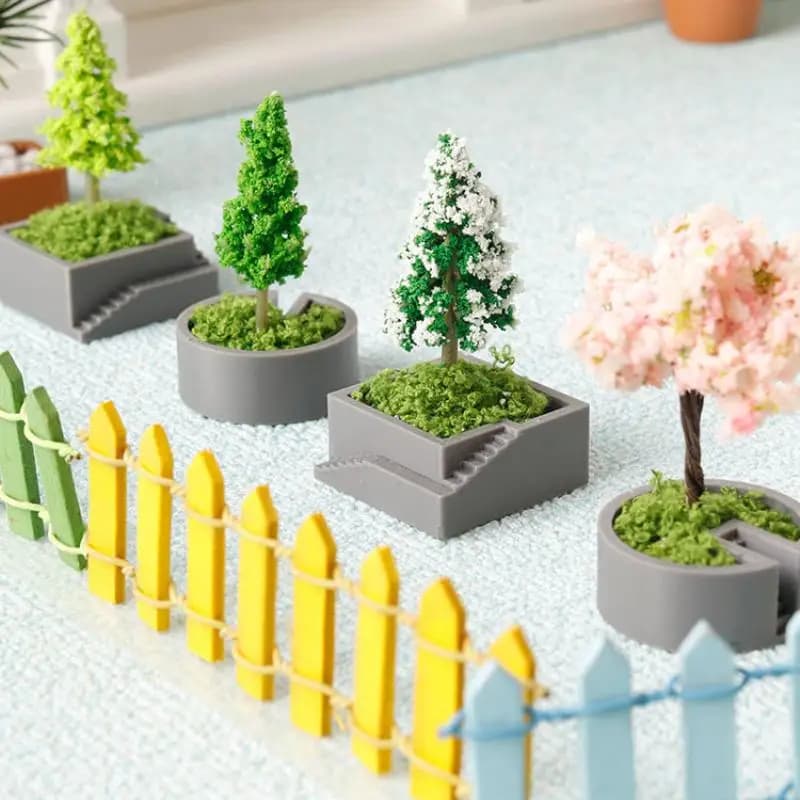 Decoration for Doll House, Landscape Micro Ornament, Simulated Christmas Tree, Cherry Tree, Pine Tree, Vase Plant Model