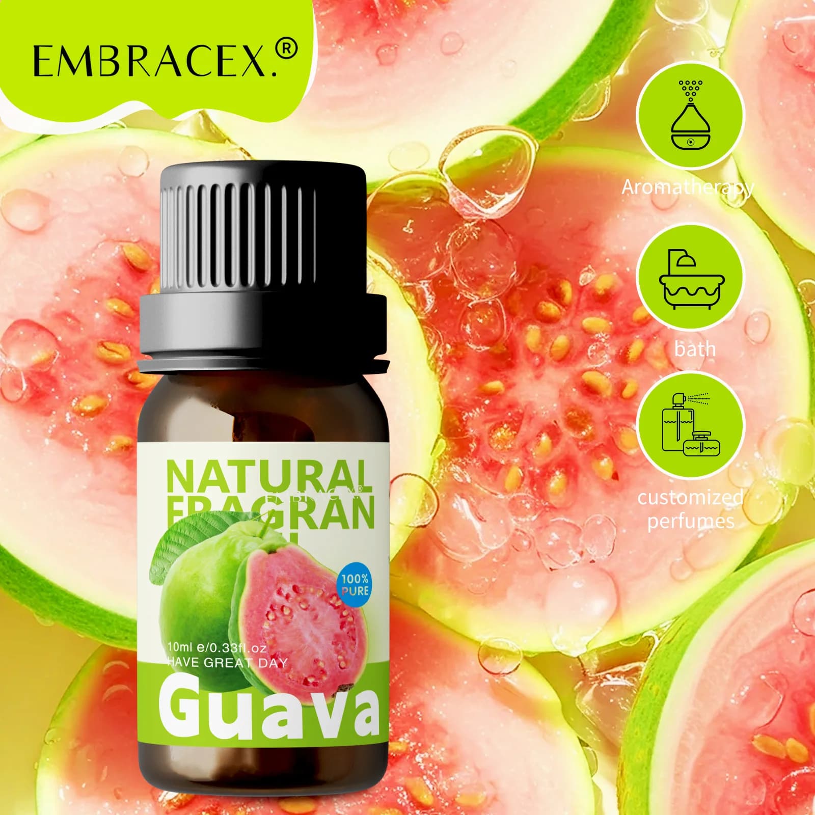 Oli essenziali di guava da 10 ml Profumo da donna di guava nella fragranza dell'auto Regali divertenti profumo Olio essenziale per il viso Essenze aromatiche