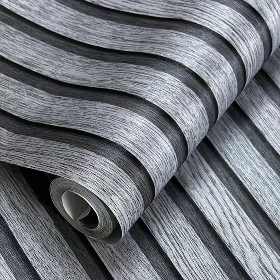 New self-adhesive waterproof wallpaper with black grid and gray imitation wood vein New wall wallpaper with Chinese style background