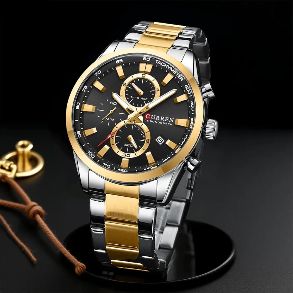 CURREN Casual Quartz Crono Sports Watches Men's Brands Stainless Steel Bracelet Multifunctional Dial Wrist Watch 2023 With Date