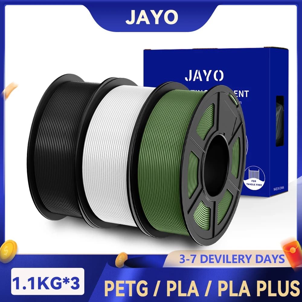 Filamento stampante JAYO 3D PETG/PLA/PLA PLUS 1,75 mm 3 rotoli 100% senza bolle materiali di stampa 3D non tossici per stampante 3D e penna 3D