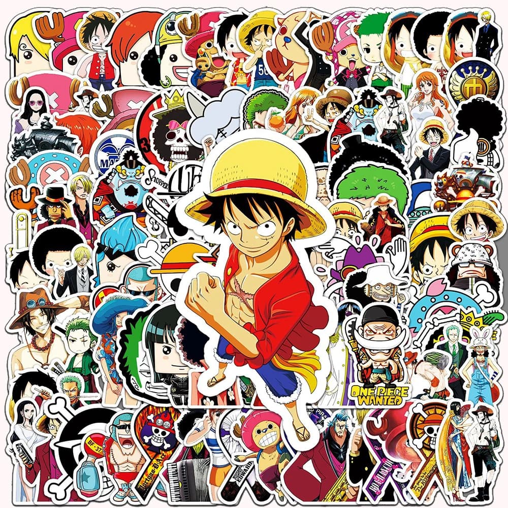 10/30/50/106 Pezzi Adesivi Anime ONE PIECE di Luffy e Zoro, Sticker Cartoon di Nami e Chopper, Decorazioni Fai-da-Te per Telefono, Chitarra, Laptop, Diario