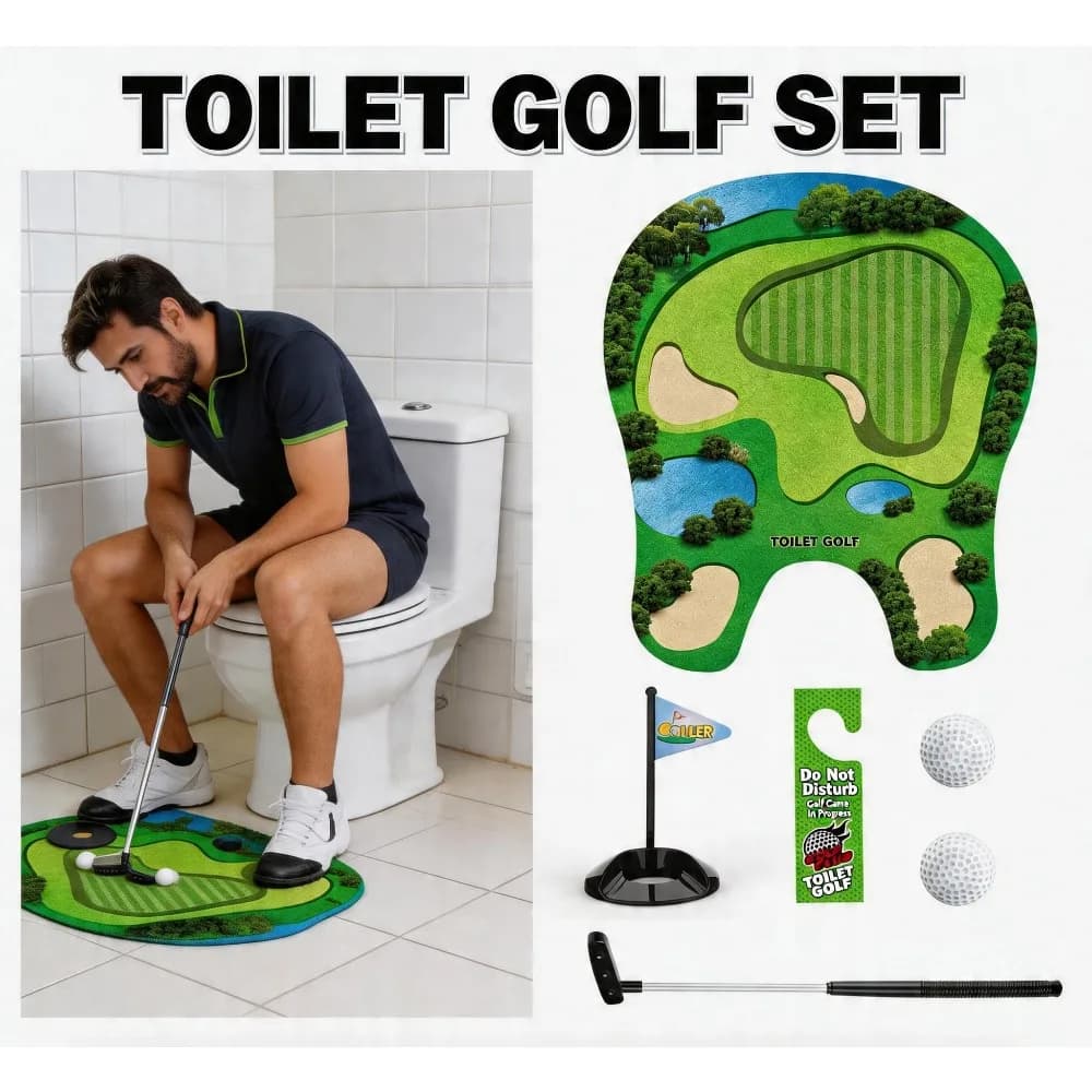 Set da gioco Golf in Bagno, Mini Putting Green da Interno, Giocattolo Divertente per il Bagno, Regalo Originale per Papà, Fidanzato, Appassionati di Golf