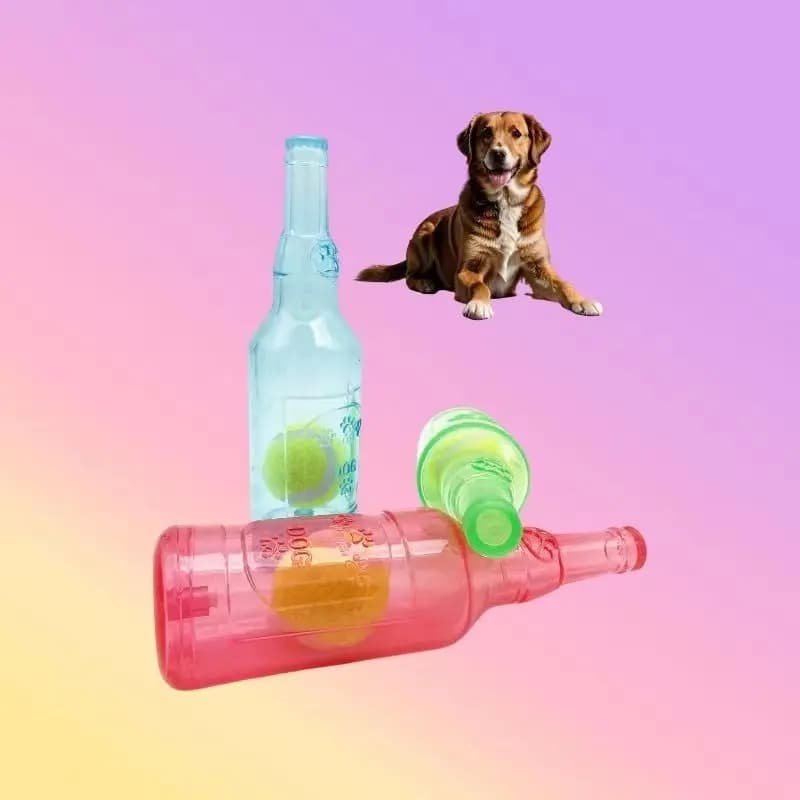 Giocattolo per animali domestici Masticare il cane Palla da tennis stridulo Bottiglia Auto-intrattenimento Sollievo dalla noia Durevole Masticare Dentizione Giocattolo per animali Giocattolo interattivo per cani