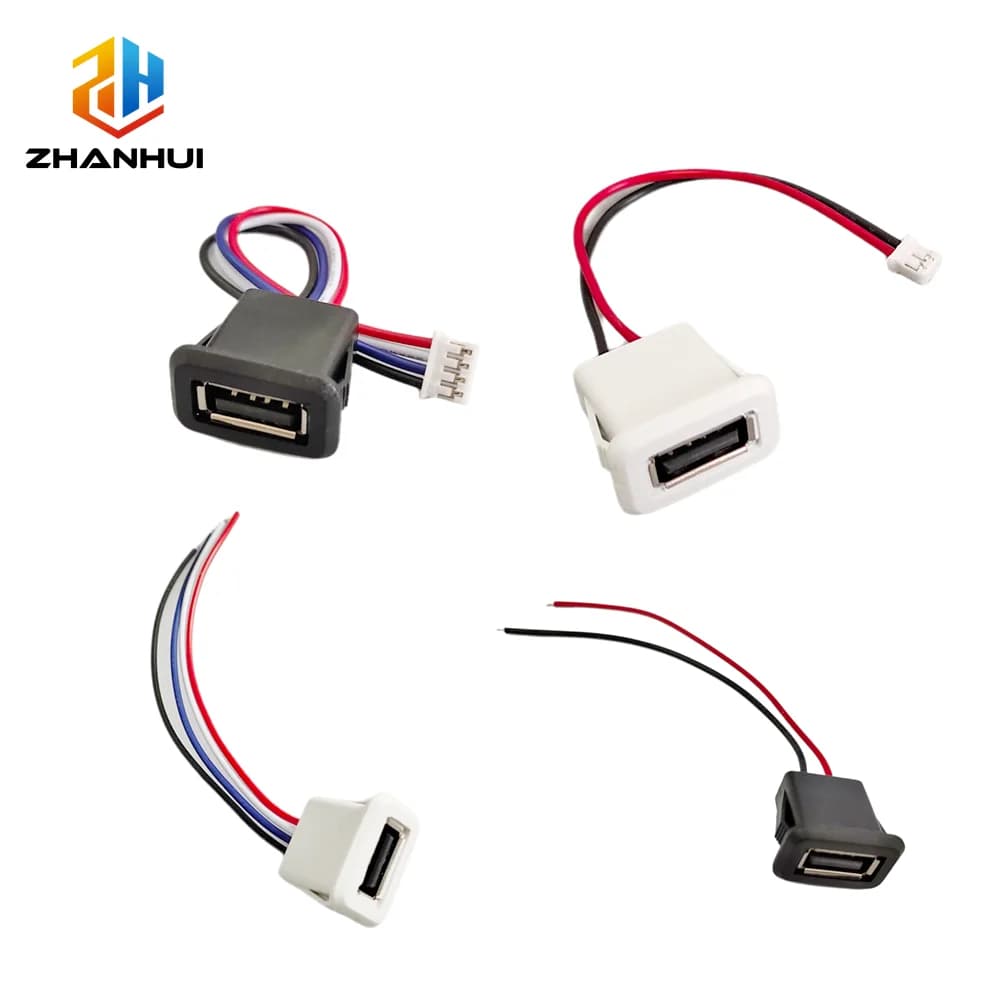 Connettore di alimentazione USB 2.0 femmina da 1-10 pezzi - Connettore porta di ricarica a 2/4 pin con terminali cavo PH per presa caricatore USB