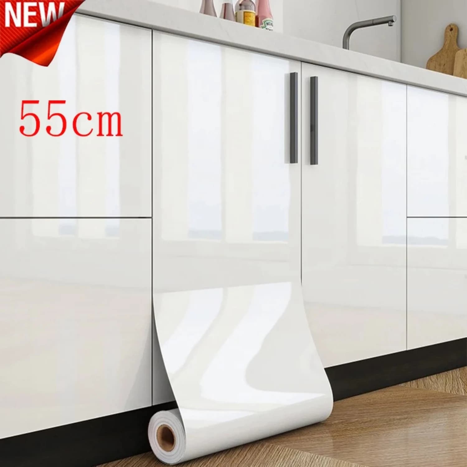 Pellicola perlata in PVC Carta da parati impermeabile Camera Fai da te Autoadesiva Nero/Bianco Armadio Cucina Pasta lucida Adesivi murali per mobili