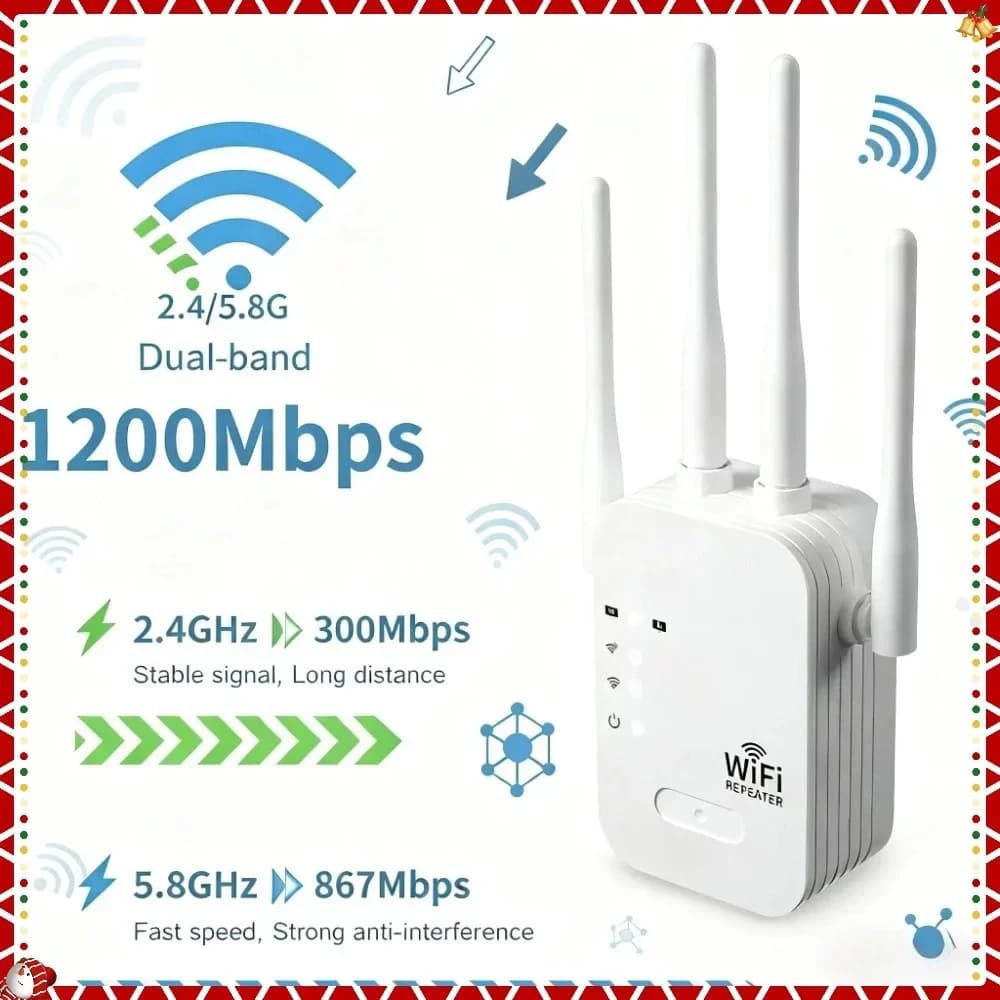 Nuovo 5G 2.4G Amplificatore di rete dual-band 1200Mbps Extender Wireless WiFi Booster Ripetitore WiFi Segnale a lungo raggio Router WiFi Casa