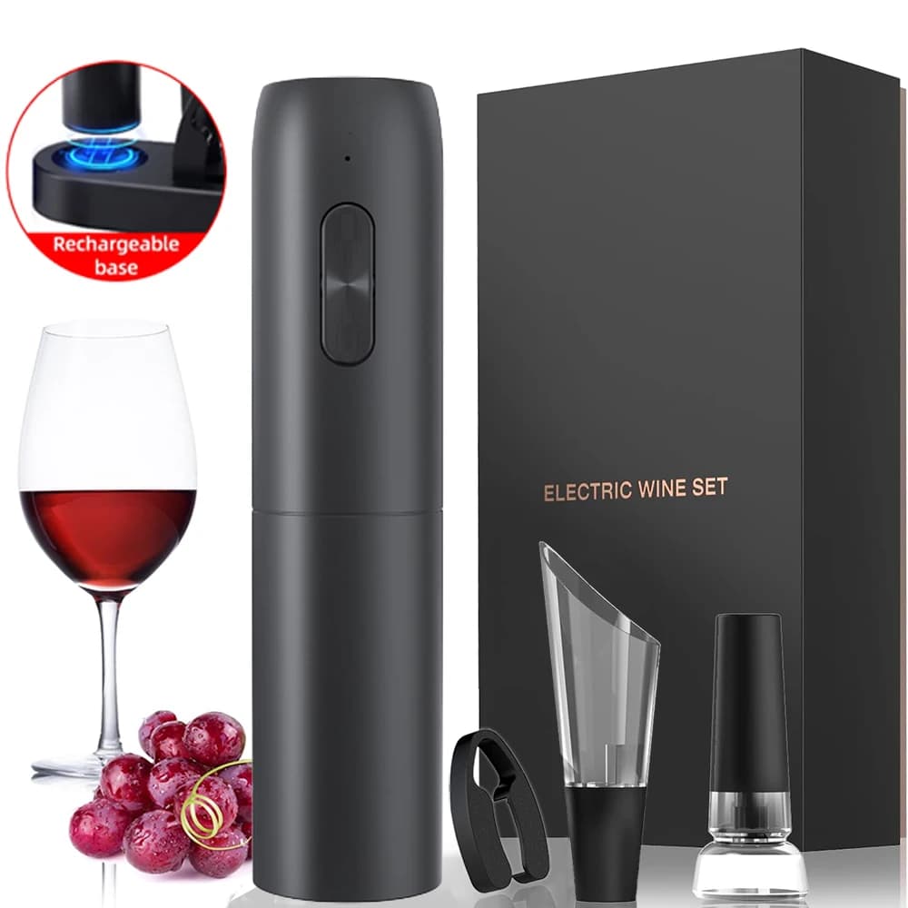 Electric bottle opener kit for wine Automatic corkscrew for red wine with charging base or kitchen set for battery powered wine tools