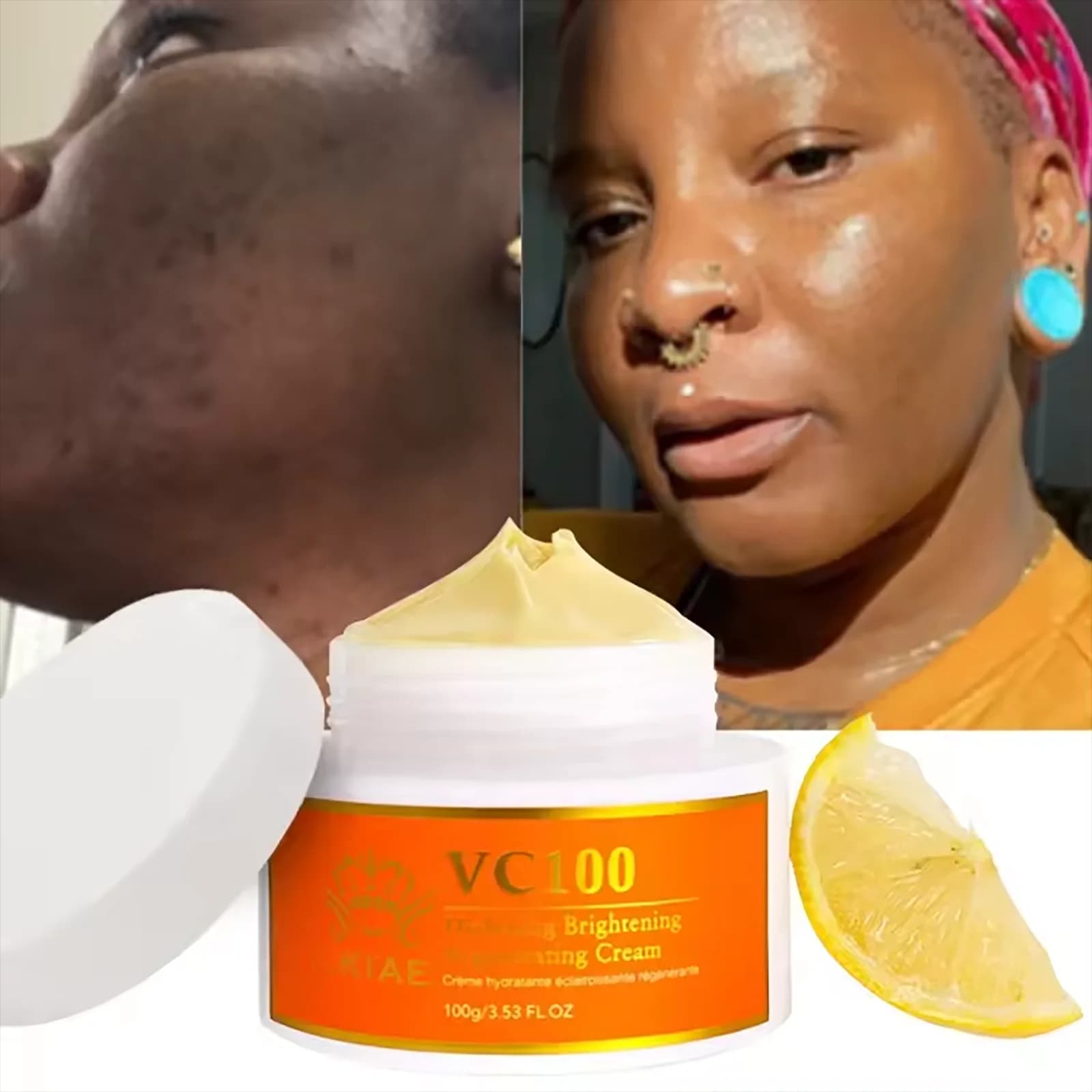 AILKE Vitamin C face cream, brightening, firming, moisturizing for the skin, reduces the signs of aging, for all skin types, 100 ml/3,53 oz