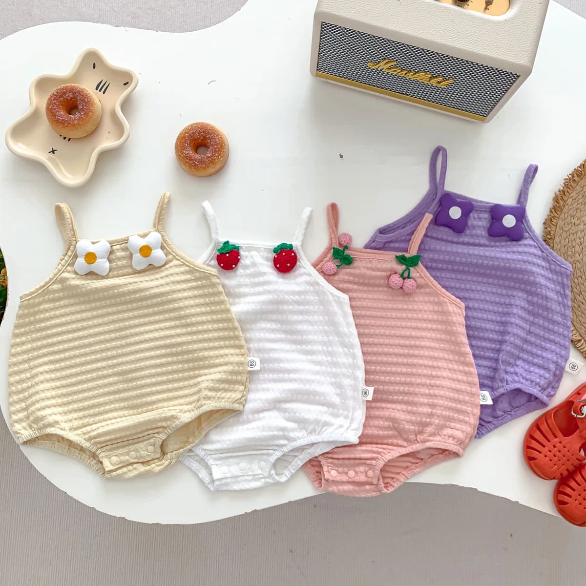 Pagliaccetto estivo per bambina con fiori a righe, pagliaccetto per neonato, vestiti dolci per bambini 0-24 mesi