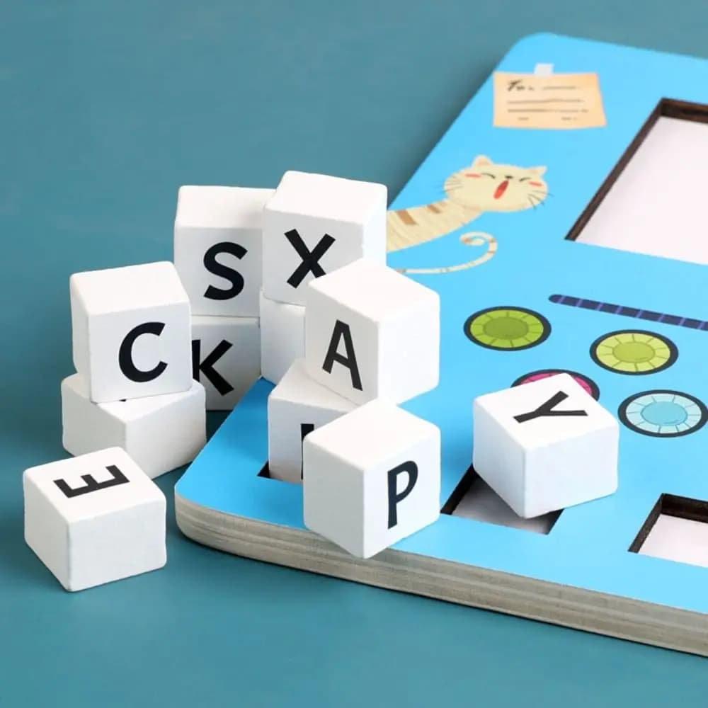 Classificazione dell'alfabeto Apprendimento dell'alfabeto Blocchi di costruzione Educazione Cognizione Puzzle in legno Cartone animato educativo fai-da-te