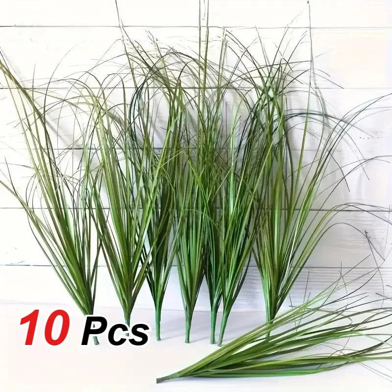 10 Piante Verdi Artificiali - Erba Cipollina in Resina Adatta per Decorazioni Interne/Esterne - Utilizzabile per Decorazioni Festive e Matrimoni