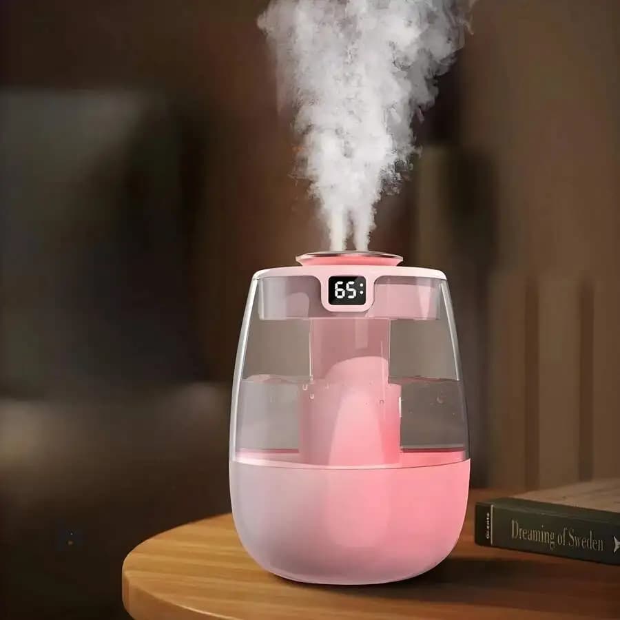 Umidificatore a doppio spruzzo, umidificatore silenzioso con display digitale USB da 1 litro con 2 modalità di nebulizzazione e luce notturna per auto, ufficio, casa