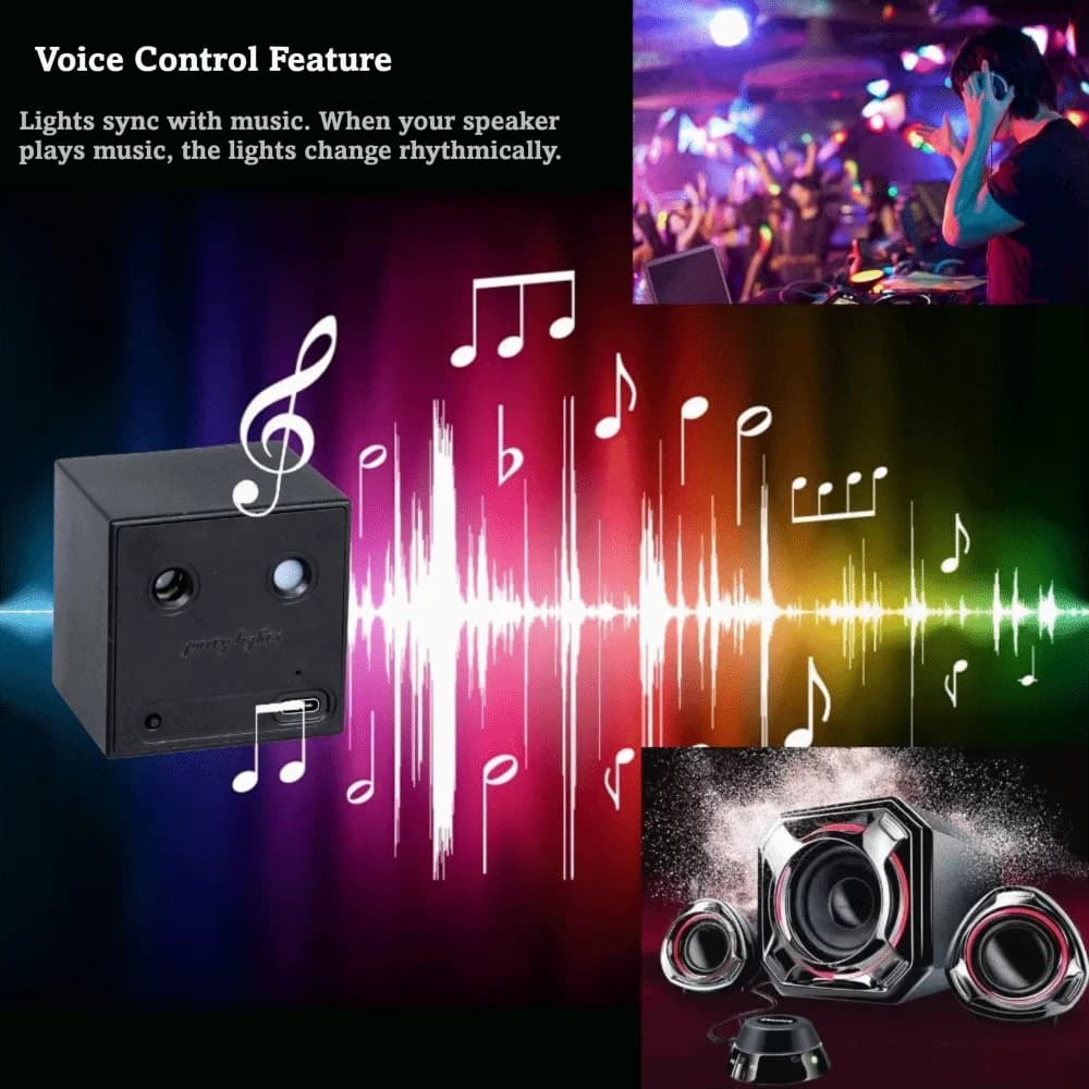 Proiettore Laser Ricaricabile con Batteria, Lampada Stroboscopica Mini, Luce Atmosfera da Palcoscenico, 32 Motivi Colorati, Luce Disco DJ