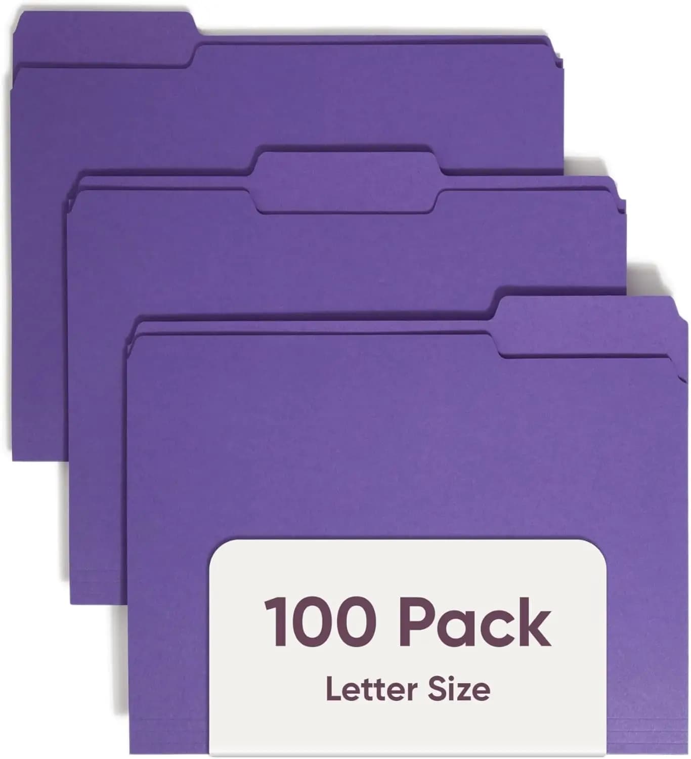 100 Cartelle Portadocumenti Formato Lettera Viola con Linguette a 1/3 di Lunghezza per Organizzazione Ufficio, Forniture Scolastiche e Domestiche