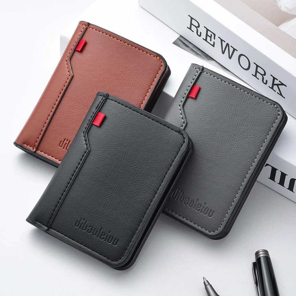 1 piece new mini wallet credit card holder in soft PU leather ultra-thin wallet for man vertical short of high quality