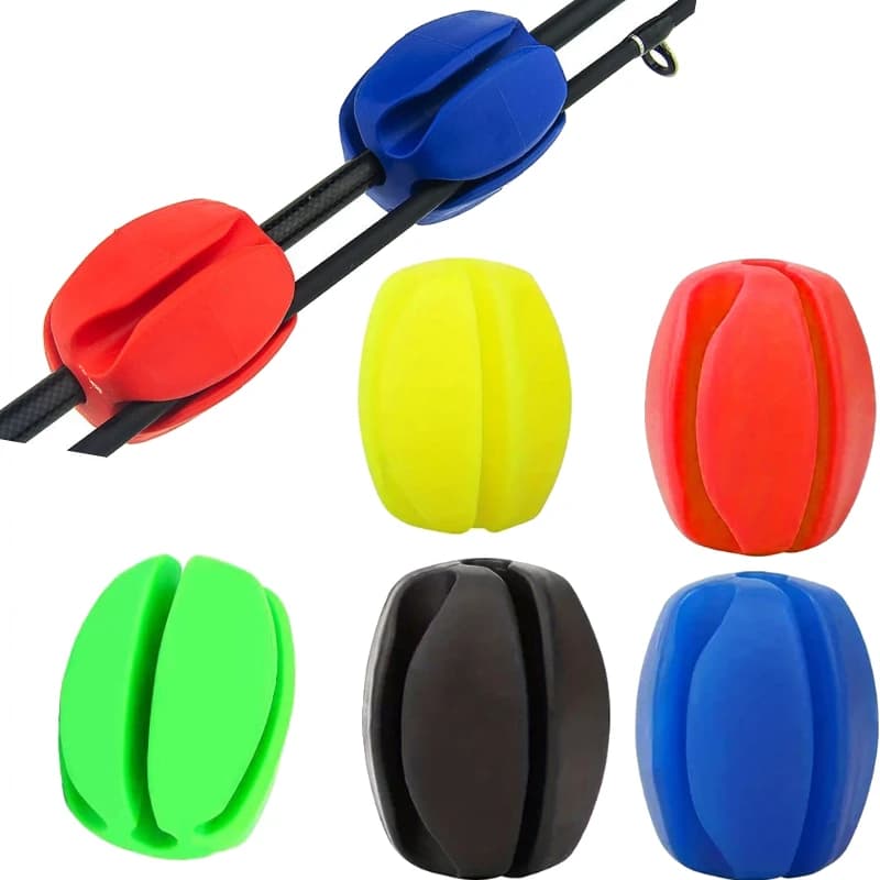 6 pieces silicone fishing rod clip with ball 5 holes support for fishing rod ball multifunctional package ball equipment tie fishing rod tool