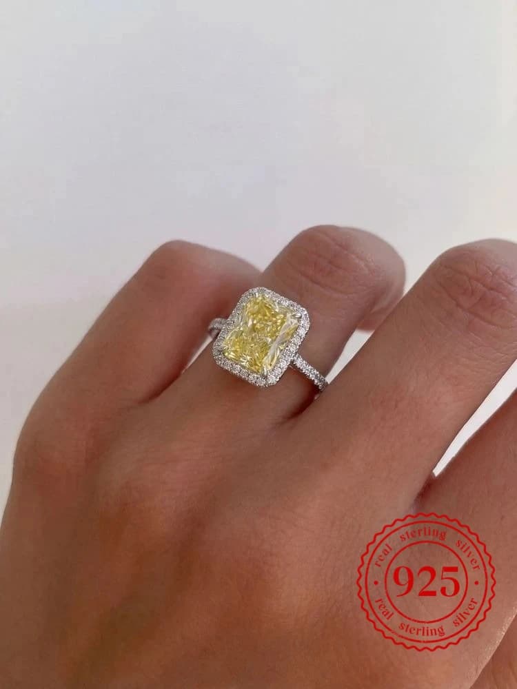 925 Sterling Silver Gorgeous Fashion Color Rectangle Zircon Ring For Women Engagement Wedding Luxury High Quality Fine Jewelry