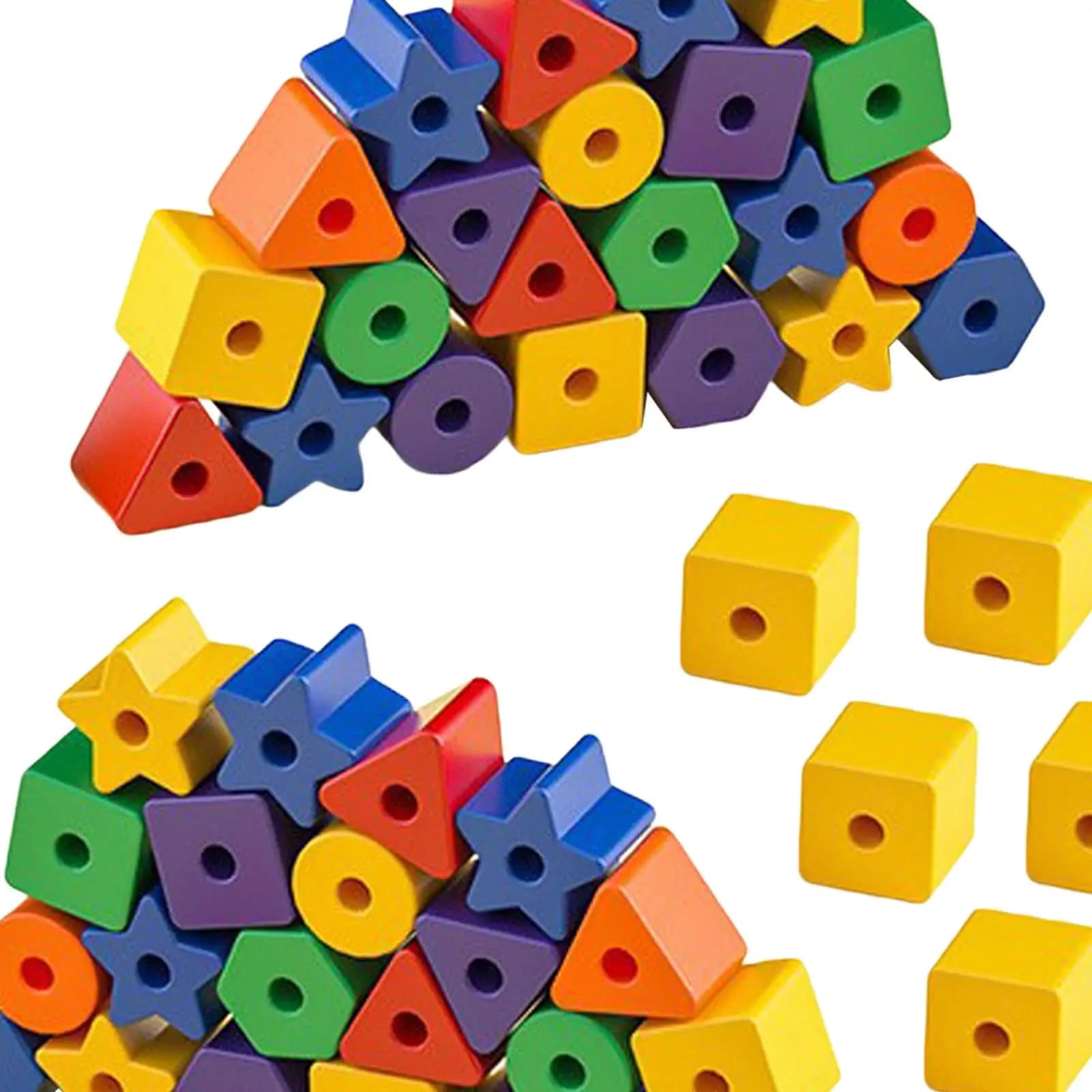 50Pcs Montessori Beads Toys Educational Toys Fine Motor Building Block Lacing Beads Toys for Kids Boys Girls Children