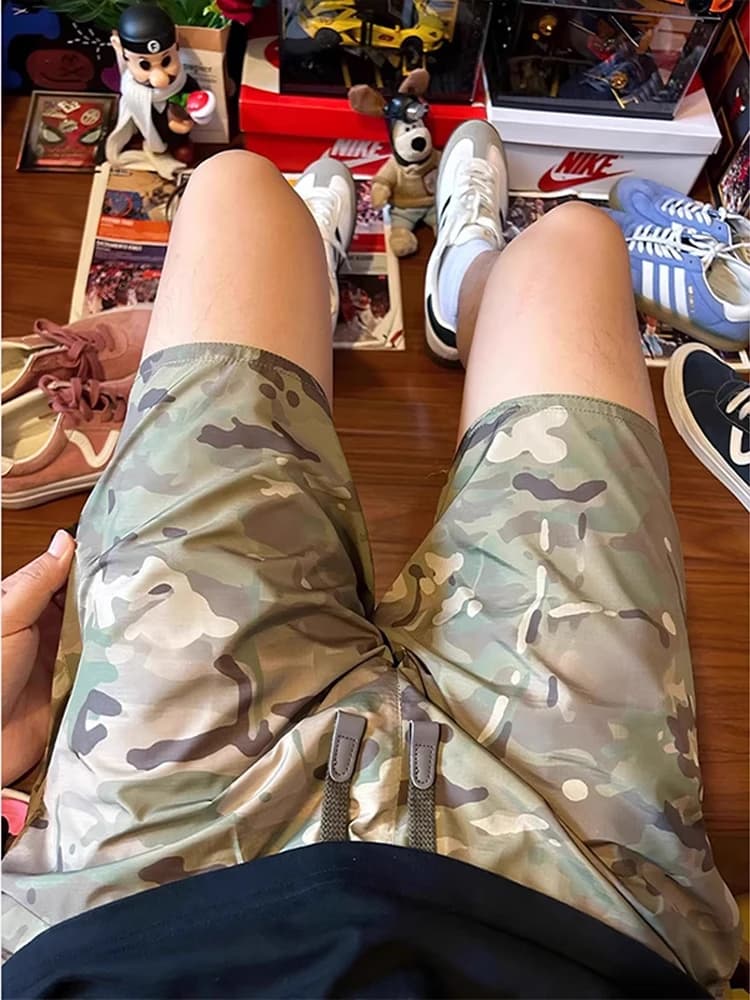 American Camouflage Men's Light Shorts for Outdoor Cycling, Breathable, Rapid Drying, Fresh Sensation, Cleanfit Sports Pants
