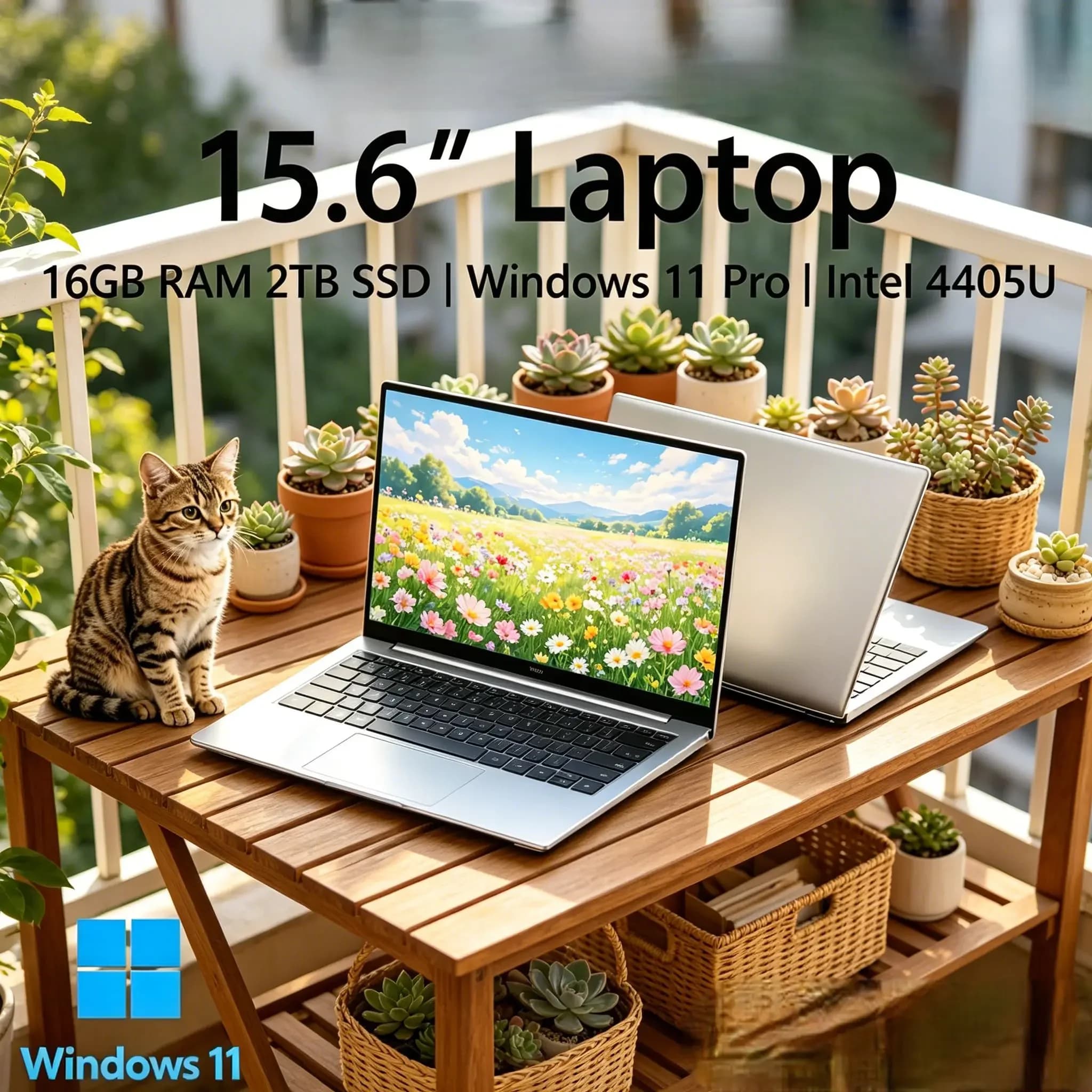 Nuovo Laptop Ultra-Sottile da 15.6" 2026, Intel 4405U, Windows 11 Pro, 16GB RAM, SSD da 2TB, FHD 1080P per Ufficio e Studio