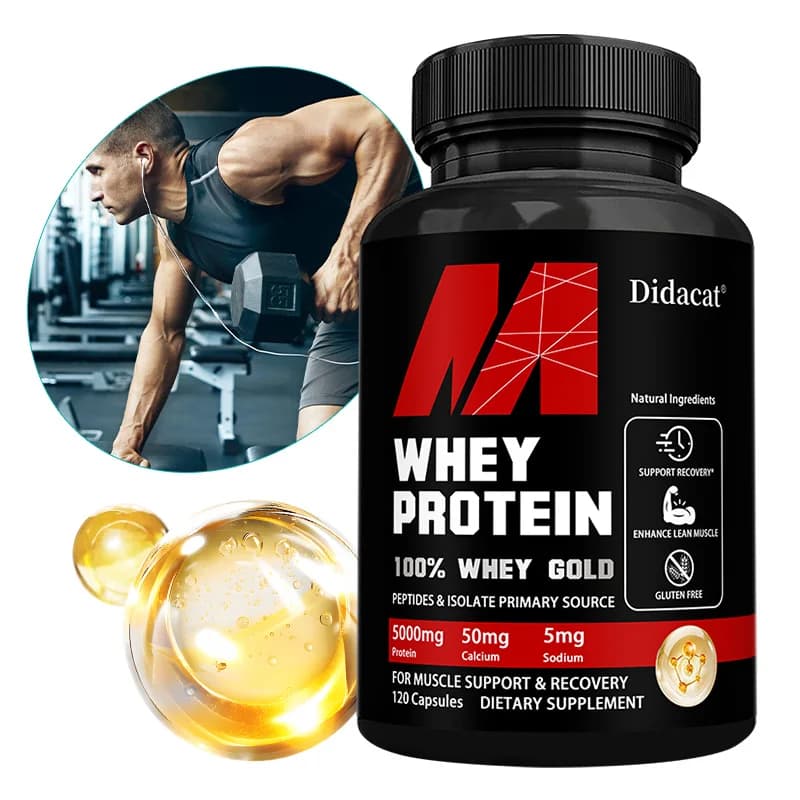 Whey Protein Capsuels, with 5000 mg protein, supports recovery, balanced muscle health supplement, immunity, NON-GMO