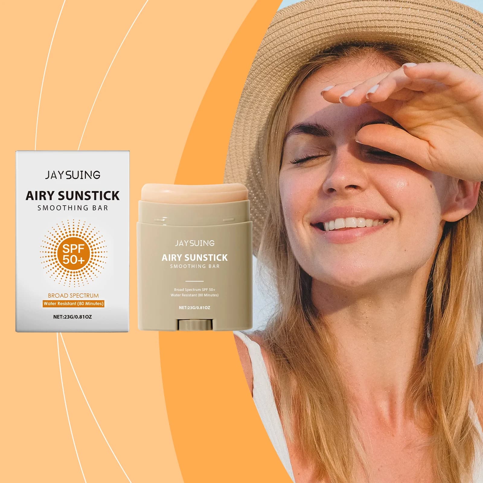 Crema Solare in Stick per Viso e Corpo, Idratante, Opacizzante, SPF 50+, Protezione UV, Rinfrescante, Idratante, Impermeabile