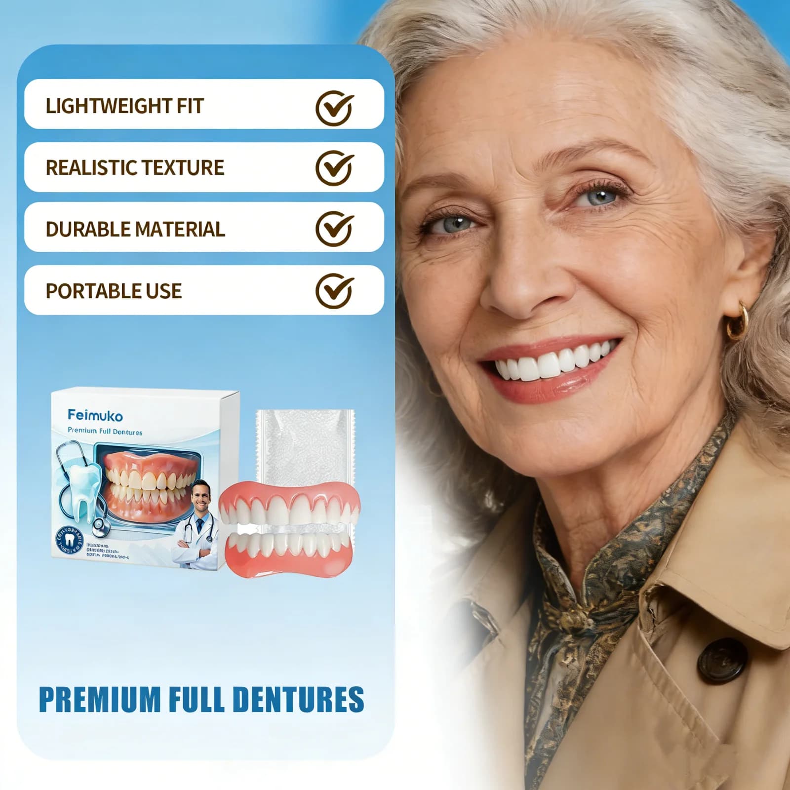 Kit Decorativo per Faccette Dentali, Copertura per Denti Superiori e Inferiori, Effetto Sorriso Istantaneo, Set di Denti Finti Temporanei Naturali