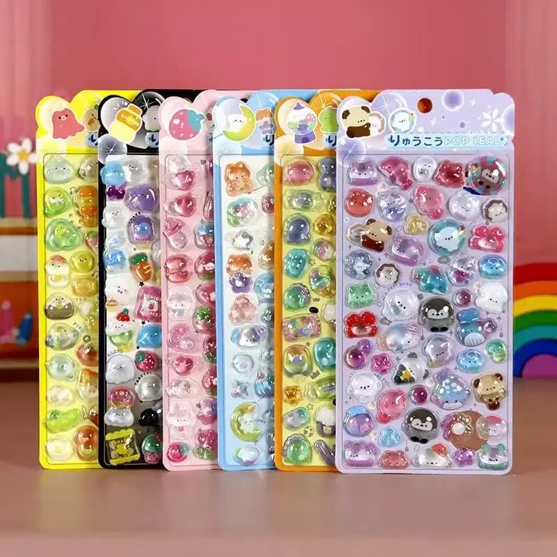 Adesivi 3D Solidi e Gonfi di Simpatiche Creature Marine Kawaii | Adesivi colorati con animali marini per scrapbooking, journaling e decorazione fai-da-te di custodie per telefoni