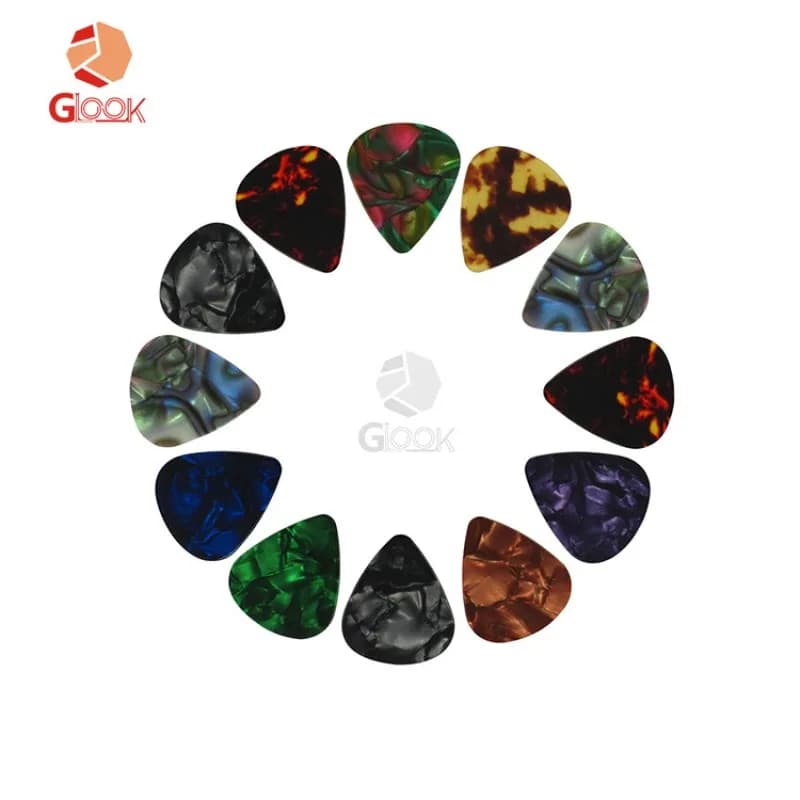 Plettri per chitarra Chitarra elettrica acustica acustica in celluloide colorata Plettri nel Regno Unito Varie spessori Raccolta di corde