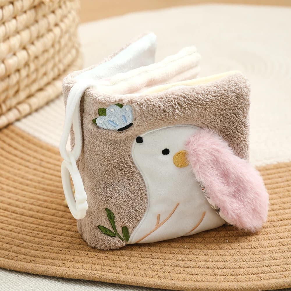 Libro in tessuto morbido Garden Friends – Giocattoli per bambini a tema coniglietto e farfalla, giocattoli sensoriali morbidi con specchio e campanello, regalo educativo per bambini