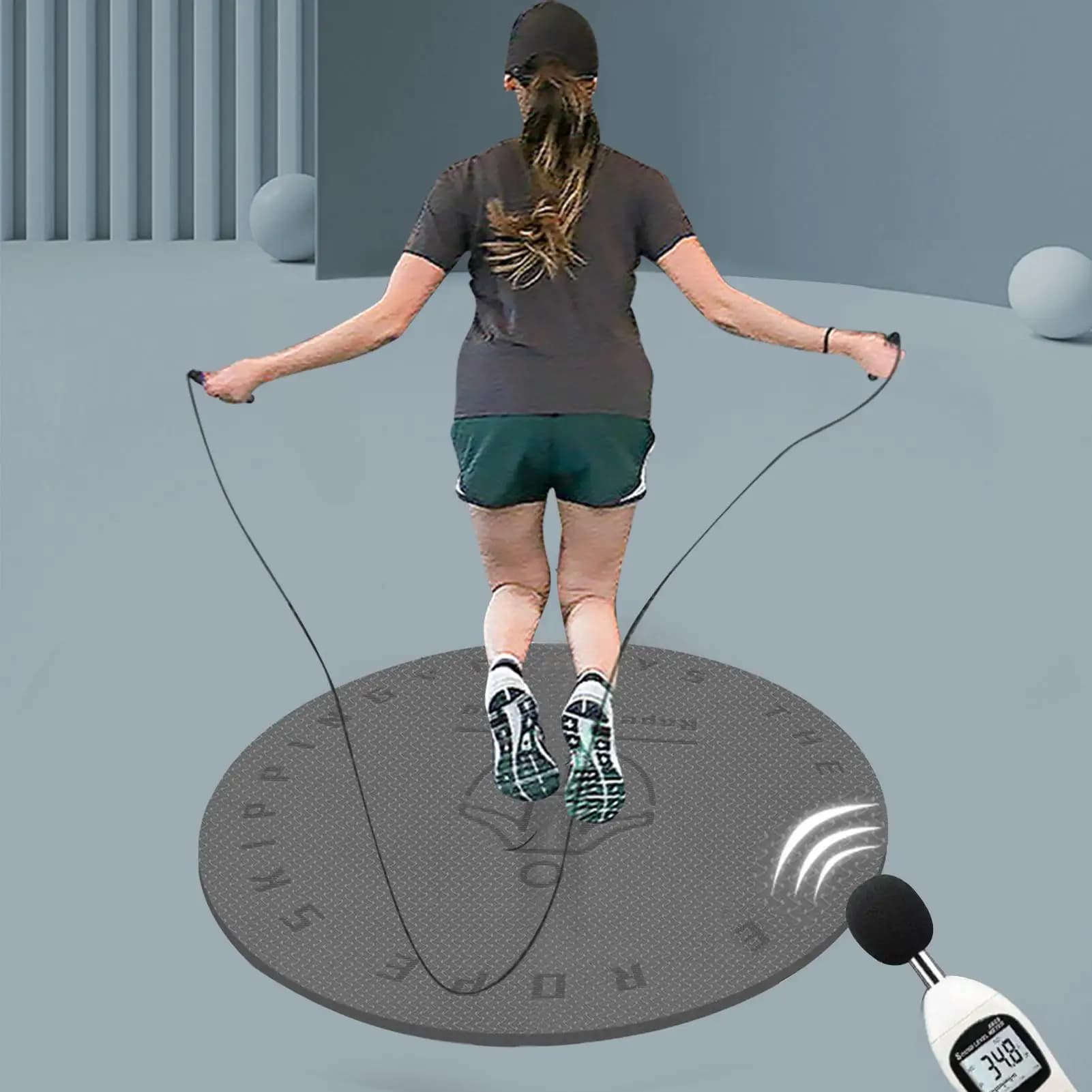60 cm round jump rope pad, anti-slip and shock absorber reduces impact on joints and noise for indoor workouts, yoga to jump
