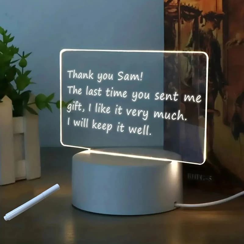 Luci a LED in acrilico Lavagna Lampada da luce notturna per bambini Luci notturne trasparenti per bacheca 3D per scrivania da camera da letto