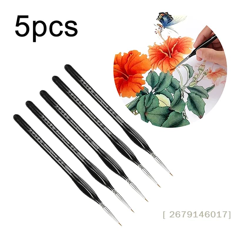 【YY26】5Pcs 00000 Precision Fine Tip Paint Brush Set For Acrylic Models Miniature Detail Nylon Hair Thin Extra Fine Paintbrushes