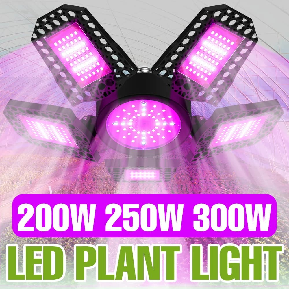 Lampadina LED per Coltivazione di Spettro Completo 300W E27/E26 Foldable for Indoor Plants, Lighting for Serre and Blinds, for Coltivazione di Verdure, Semi e Fiori