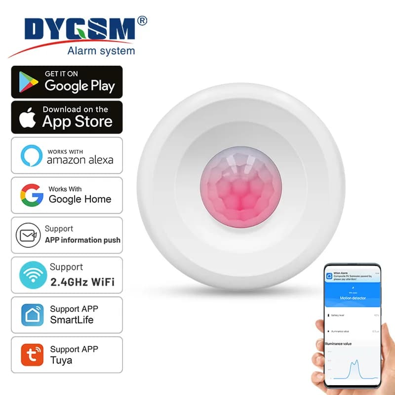 Tuya WiFi Light + PIR Motion Sensor Smart Home rilevatore passivo a infrarossi Smart Life App supporto Alexa Google Home