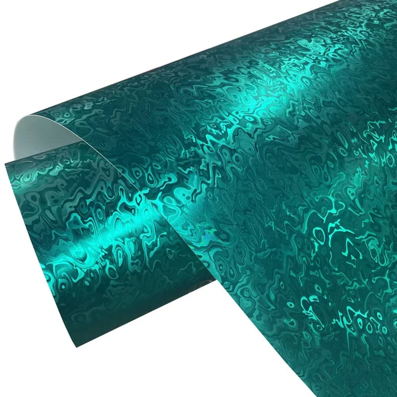 Premium PET Fantasma cosmico Strutturato Cromo Raso Teal Pellicola avvolgente in vinile Adesivo autoadesivo fai da te Lamina da imballaggio per auto