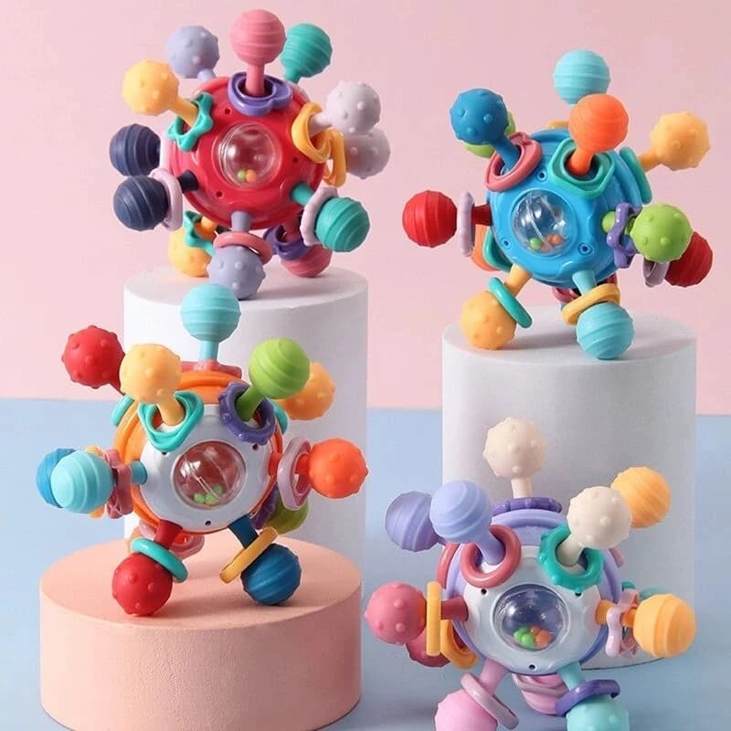 Giocattoli Montessori per bambini 0 12 mesi sonaglio sensoriale massaggiagengive afferrare lo sviluppo dell'attività giocattoli giocattoli per la dentizione in Silicone per bambini