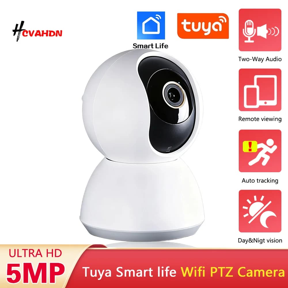 Mini Indoor 2 Vie Audio 5MP Tuya Wifi Smart Home Baby Monitor Telecamera IP di Sicurezza 2K PTZ Auto Tracking CCTV Telecamera di Sorveglianza