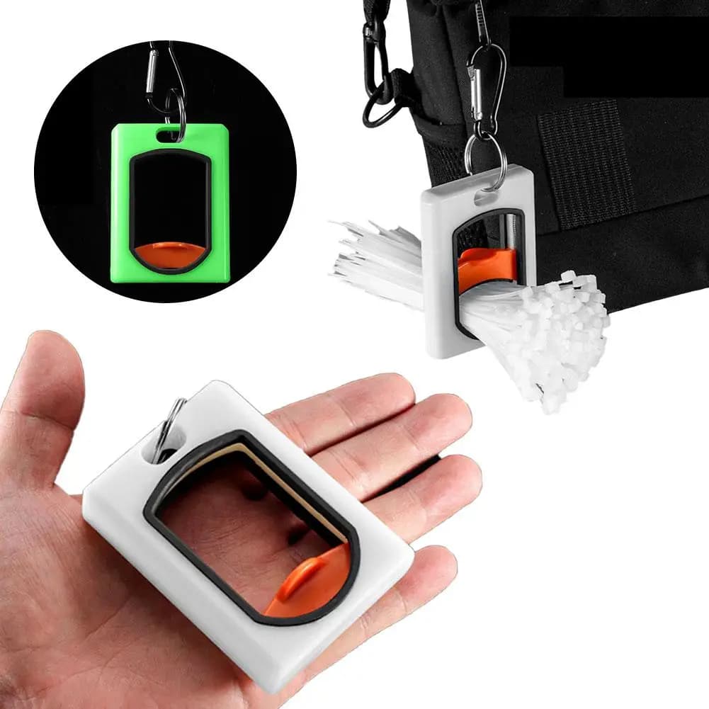 1 pz organizzatore per fascette con cerniera porta fascette fluorescente portatile forniture di archiviazione riutilizzabili strumenti con fibbia luminosa rotonda quadrata