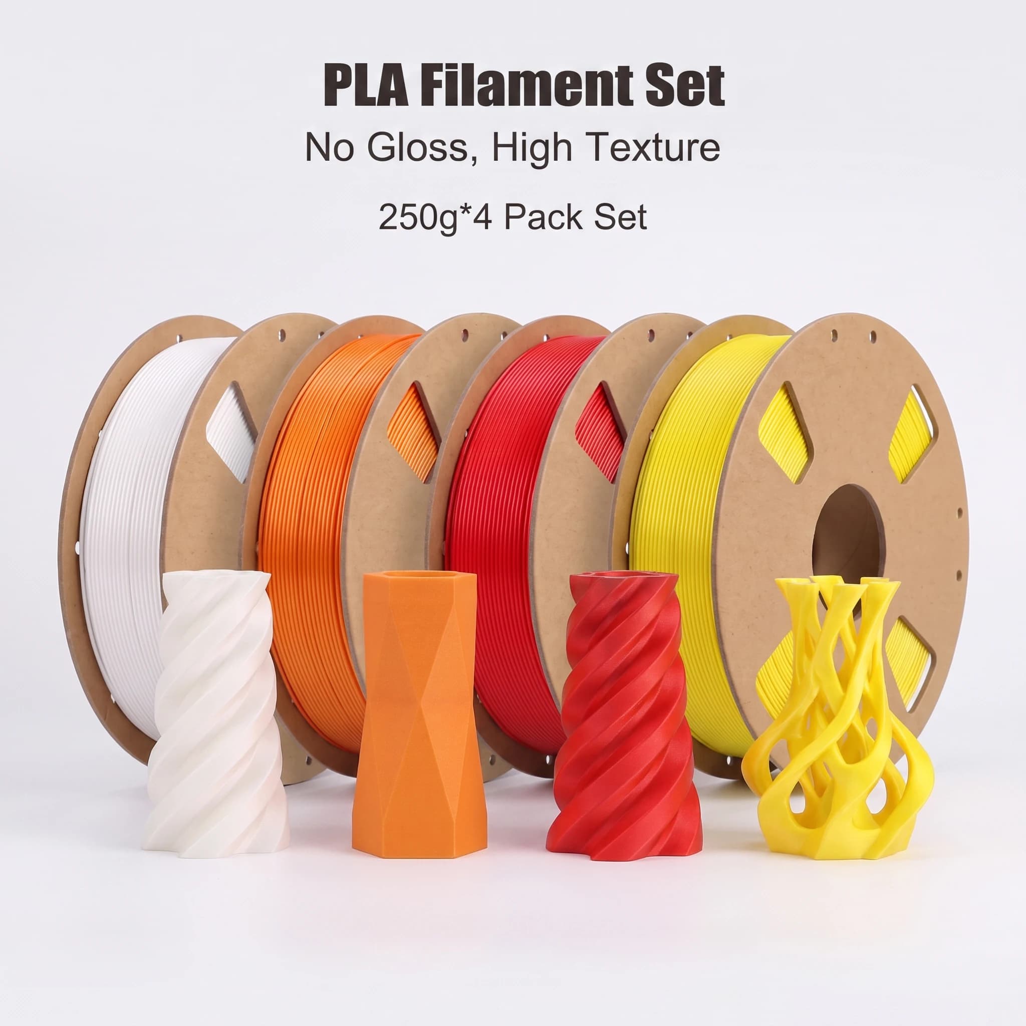 4 Color Silk PLA Filament 1.75mm White Yellow Red Orange Optional 250g 1kg Fit Bambu AMS FDM Printers