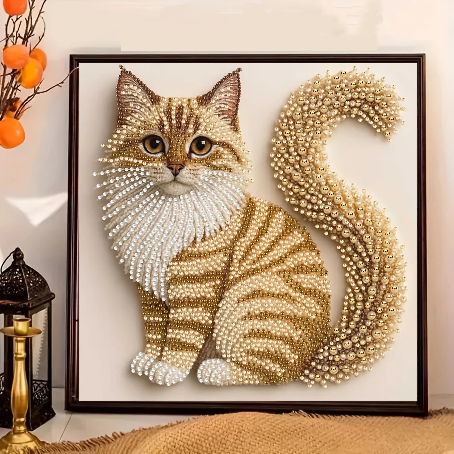Set per Pittura Diamante 5D, Pittura Diamante Gatto Soffice, Incastonatura Diamanti Irregolari Fai da Te, Regalo Perfetto per i Familiari