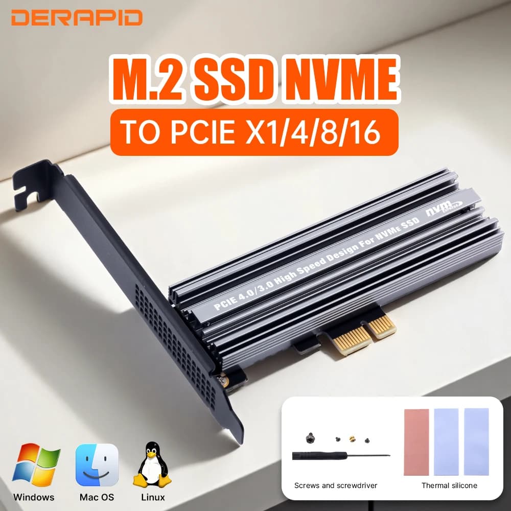 Scheda adattatore M.2 NVMe Chiave B&M a PCIe 4.0/3.0 X1 X4 X8 X16 Interfaccia per PC compatibile con disco rigido SSD 2230 2242 2260 2280