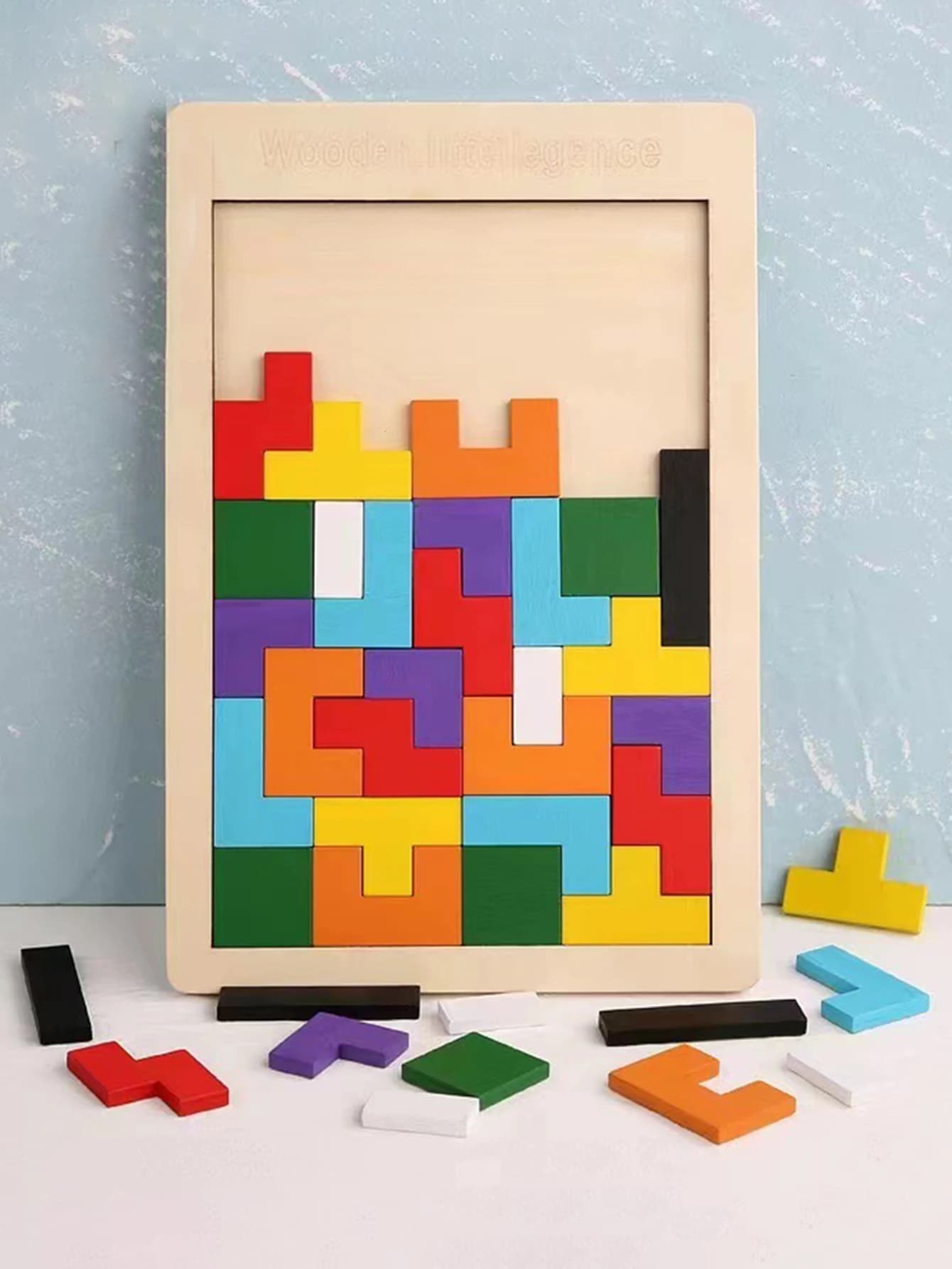 1 Set Blocchi di Legno Puzzle Rompicapo Giocattolo Tangram Jigsaw Intelligenza Colorato 3D Blocchi Russi Montessori Educativi