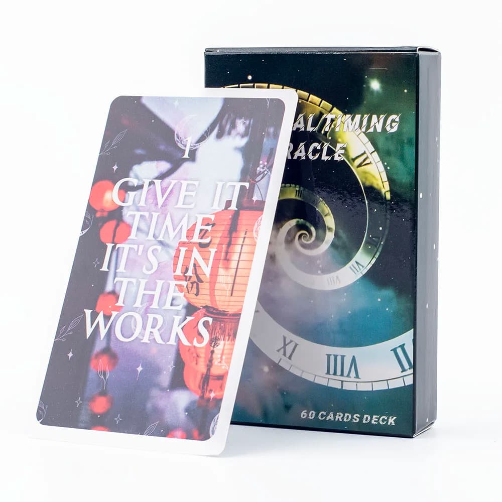 Timing mistico Oracle Deck 60 carte Divinazione Edizione per Time Frame Insights Mystical Moon Situations Gioco da tavolo 10,3 x 6 cm