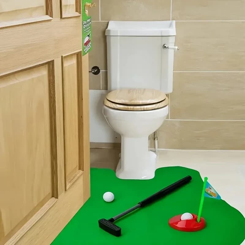 1 set Mini Golf Putting Green Set - Toilette Tempo libero Intrattenimento Sport-Bagno Gioco sportivo al coperto con putter e palla per adulti