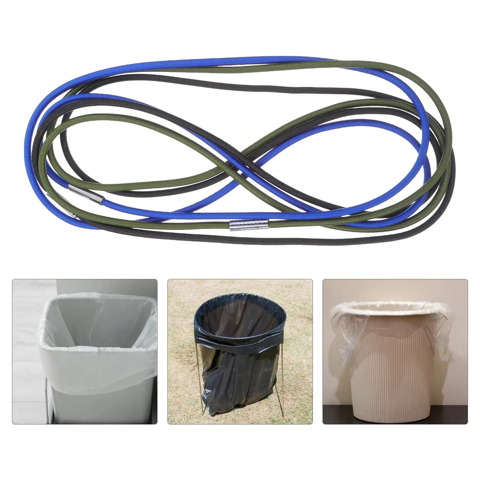 Set di 9 Fascette Elastiche in Gomma per Sacchi della Spazzatura, Cinghie di Fissaggio per Bidoni Domestici, Ufficio, Esterni e Contenitori per Rifiuti