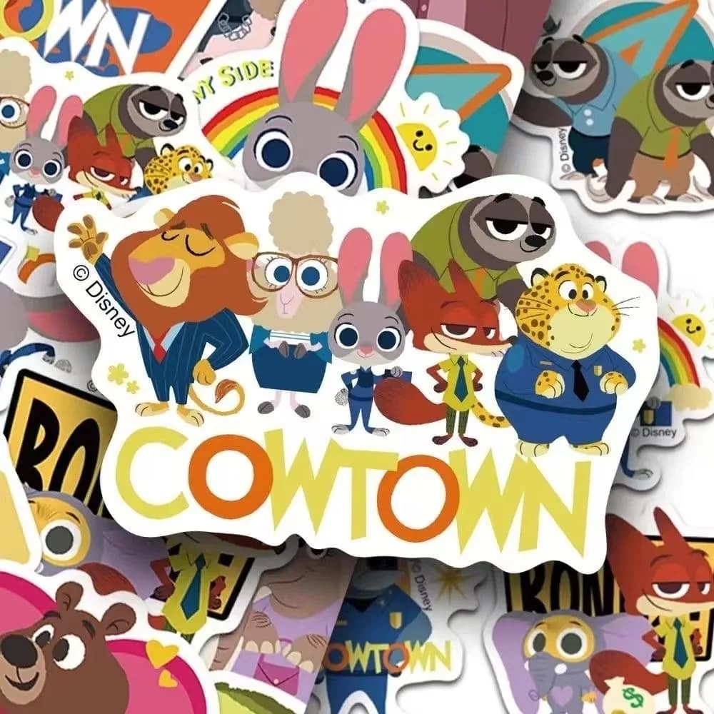 46 Pezzi Adesivi Graffiti Co-brandizzati Zootopia Impermeabili, Decalcomanie Fai-da-te per Chitarra, Valigia, Laptop, Diario, Adesivi Cartoon Carini
